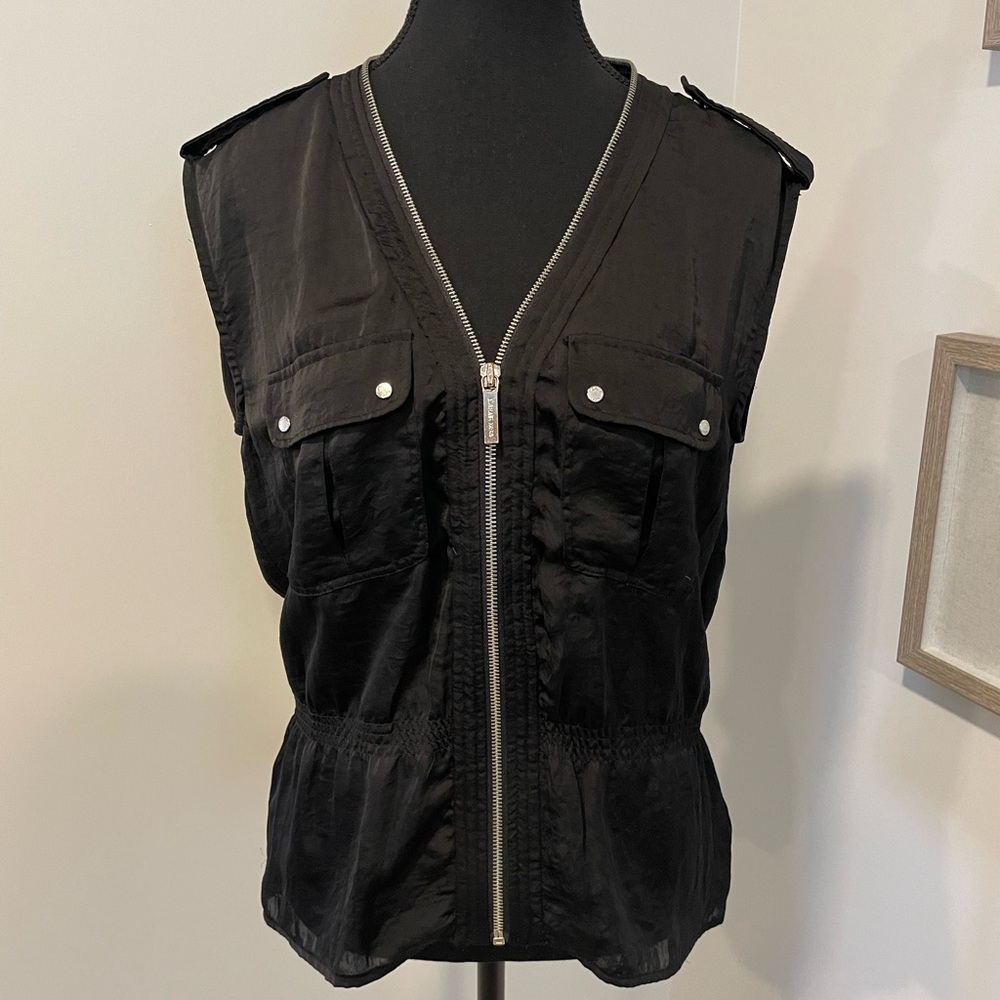 Michael Kors Zippered Black Military Style Top EUC